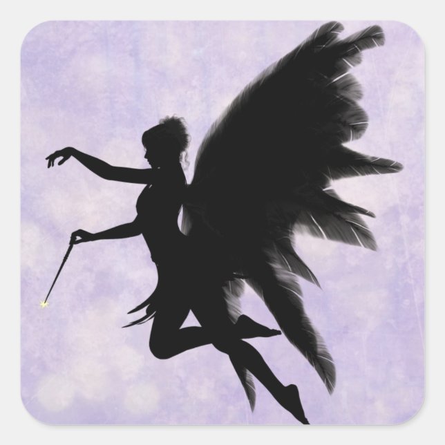 Black Fairy, Purple Background Sticker (Front)
