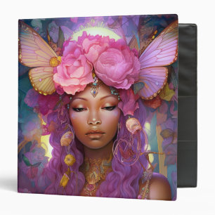 Black Fairy Queen Pink Purple Fantasy Art Binder