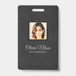 Black Fake Leather Badge