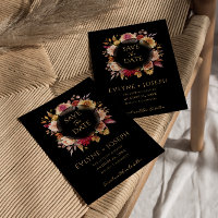 Black Fall Floral Modern Dark Boho Wedding