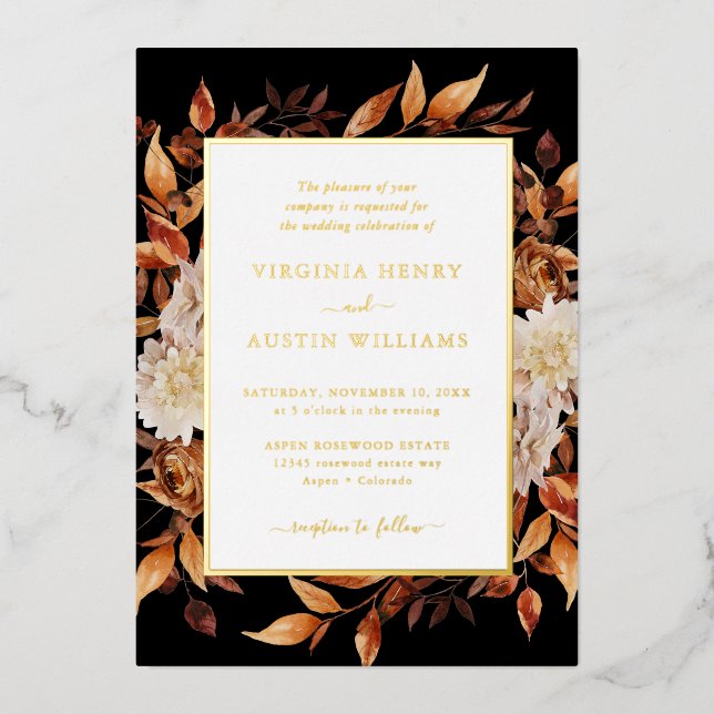 Black Fall Leaves Wedding (Front)