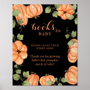 Black Fall Pumpkin Baby Shower Books For Baby  Poster