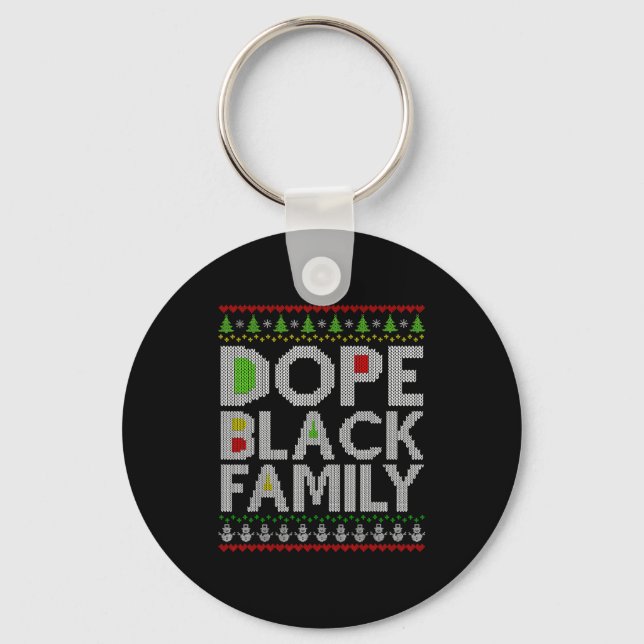 Black Family 2025 Afro Christmas Tree Santa Pj Mat Keychain (Front)