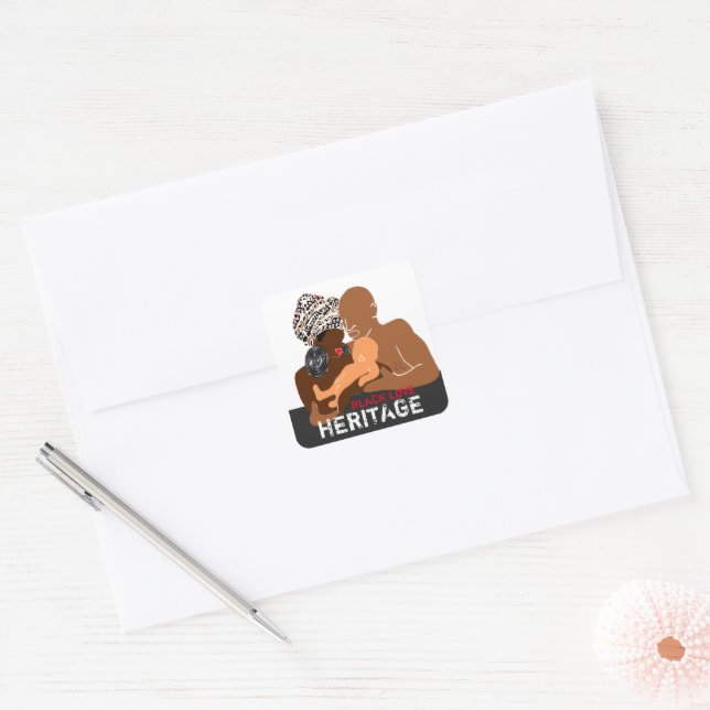 Black Family Black Love AFRICAN Heritage Square Sticker (Envelope)