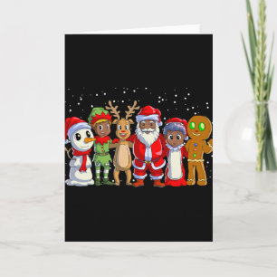 Black Family Christmas Afro African American Santa Card