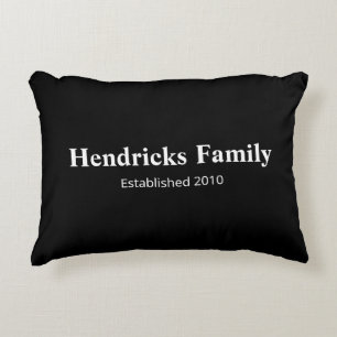 Black Family Name "Established" with Back Pattern Accent Pillow