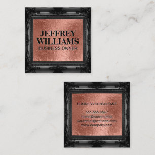 Black Fancy Frame Square Business Card