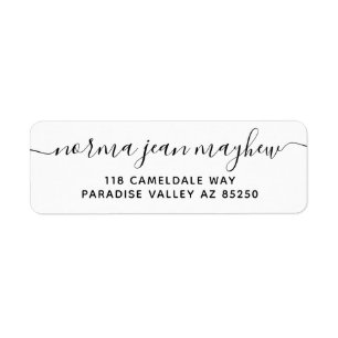 Black Fancy Handwriting Return Address
