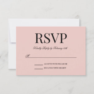 Black Fancy Script Calligraphy and Blush RSVP Card