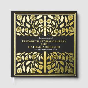 Black Fantasy Royal Medieval Sword Wedding Guest Book