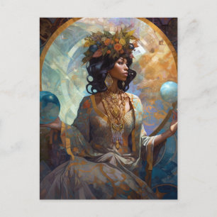 Black Fantasy Sorceress Magic Fantasy Postcard