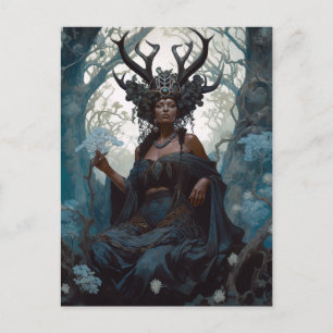 Black Fantasy Sorceress Magic Fantasy Postcard