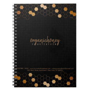 Black Farm Honeycomb Bee Apiary Organic Gold Notebook