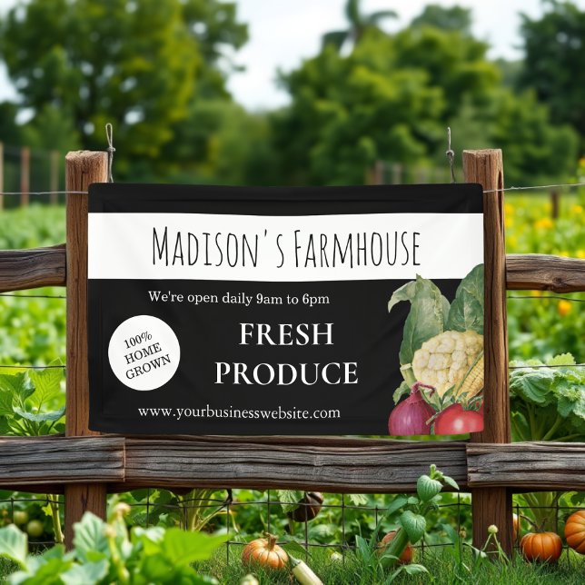 Black Farmhouse Produce Farm Business Banner (Creator Uploaded)