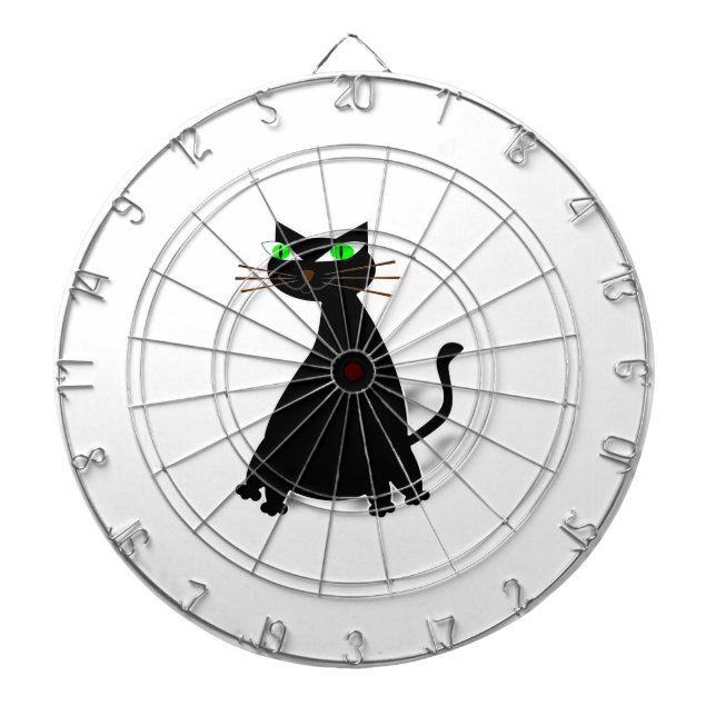 Black Fat Cat With Green Eyes Dartboard (Front)