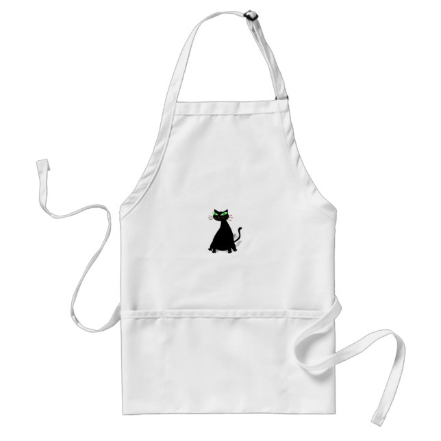Black Fat Cat With Green Eyes Standard Apron (Front)