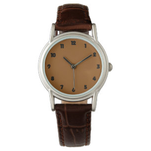 Black Fat Numbers On Brown Womens Watch arc4