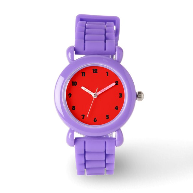 Black Fat Numbers On Red wacnt Watch (Front)