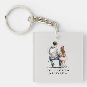 Black Father and Daughter Bond (12) Keychain