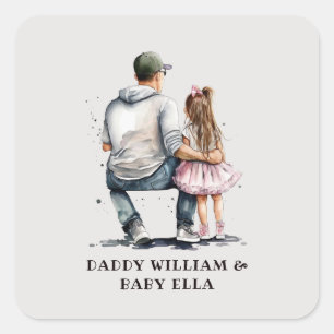 Black Father and Daughter Bond (12) Square Sticker