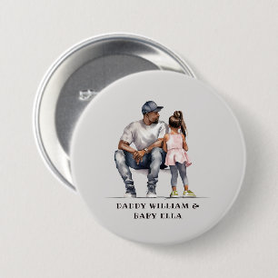 Black Father and Daughter Bond (3) 3 Inch Round Button