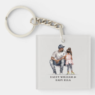 Black Father and Daughter Bond (3) Keychain