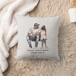 Black Father and Daughter Bond (3) Throw Pillow