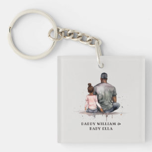 Black Father and Daughter Bond (4) Keychain