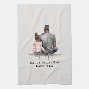 Black Father and Daughter Bond (4) Kitchen Towel