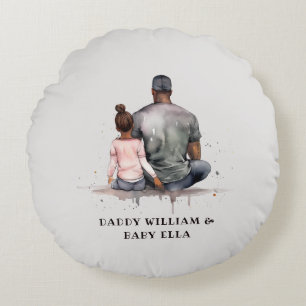 Black Father and Daughter Bond (4) Round Pillow