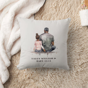 Black Father and Daughter Bond (4) Throw Pillow