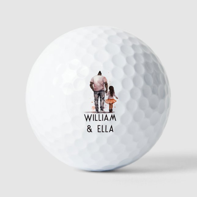 Black Father and Daughter Bond (5) Golf Balls (Front)