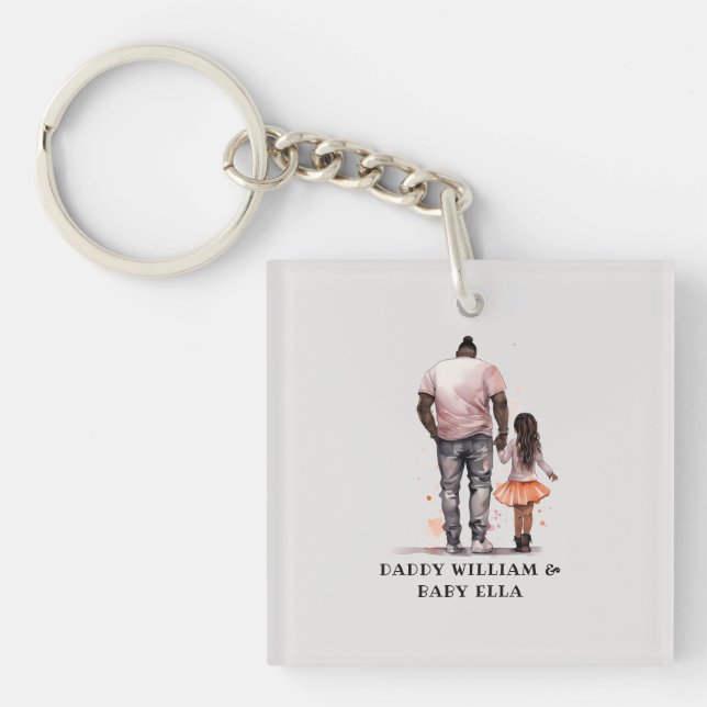 Black Father and Daughter Bond (5) Keychain (Front)