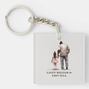 Black Father and Daughter Bond (6) Keychain