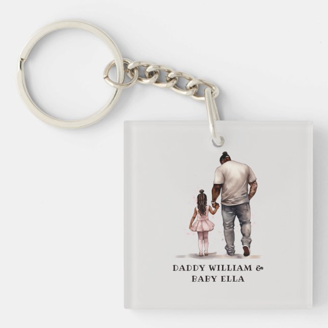 Black Father and Daughter Bond (6) Keychain (Front)
