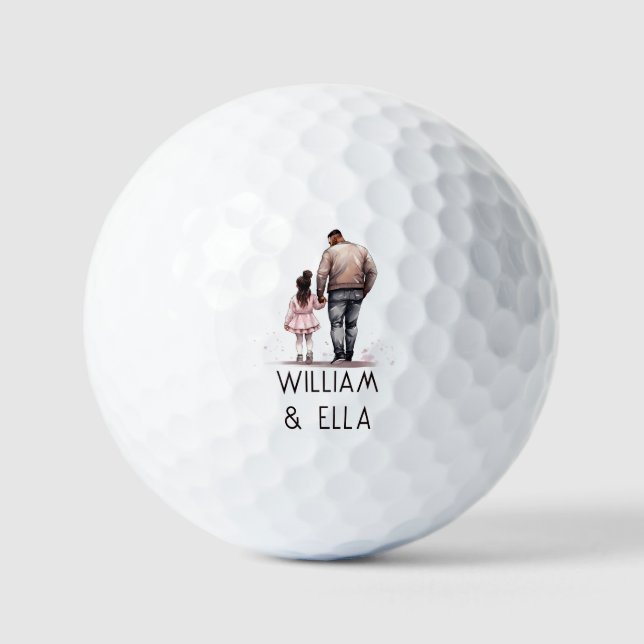 Black Father and Daughter Bond (7) Golf Balls (Front)