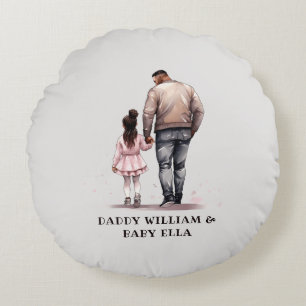 Black Father and Daughter Bond (7) Round Pillow