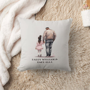 Black Father and Daughter Bond (7) Throw Pillow