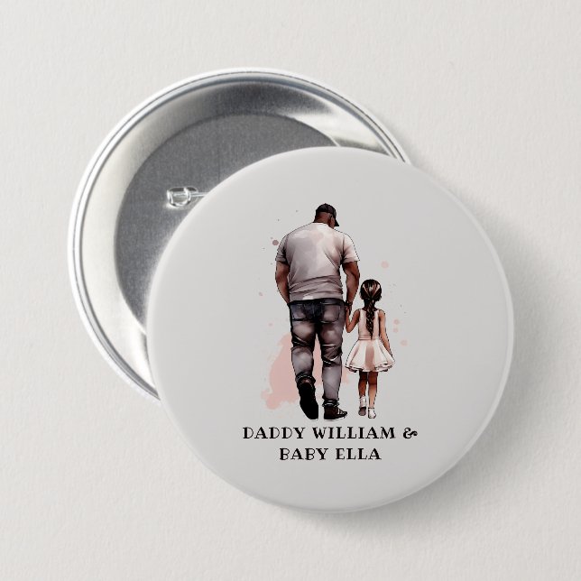 Black Father and Daughter Bond (8) 3 Inch Round Button (Front & Back)