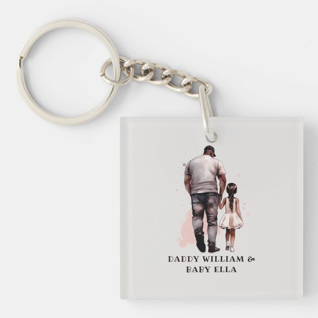Black Father and Daughter Bond (8) Keychain (Front)