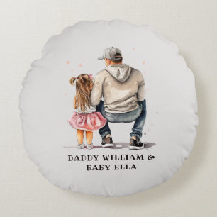 Black Father and Daughter Bond (9) Round Pillow