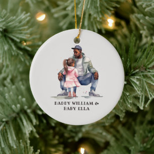 Black Father and Daughter Bond Ceramic Ornament
