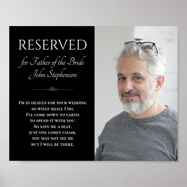 Black Father of Bride In Heaven Photo Wedding Poster (Front)