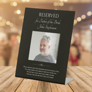 Black Father of Bride Photo Wedding Memorial Chair Pedestal Sign