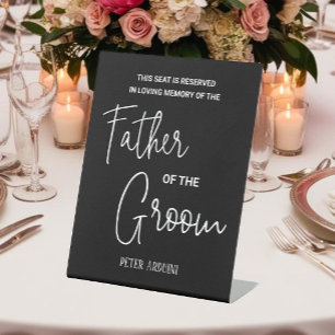 Black Father of the Groom Memorial Seat Wedding Pedestal Sign