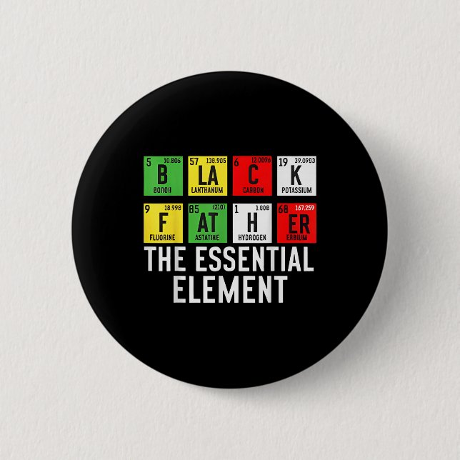 Black Father The Essential Element Fathers Day Jun 2 Inch Round Button (Front)