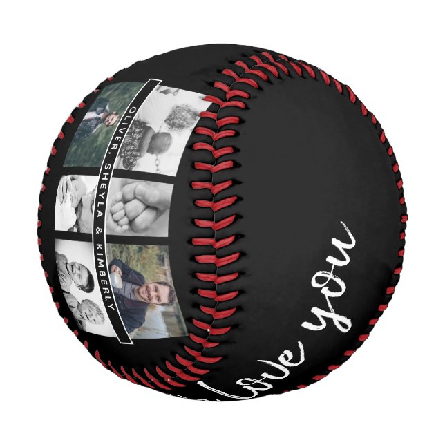 Black Father with Kids and Family Dad 6 Photo Baseball (Angled)