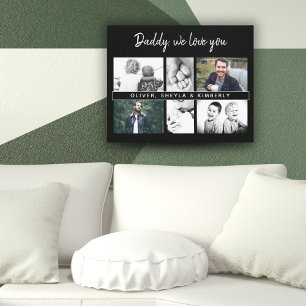 Black Father with Kids and Family Dad Collage Canvas Print