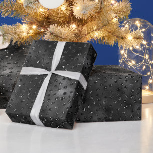 Black Faux Glitter Cheetah Spots Wrapping Paper