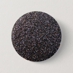 Black faux glitter graphic 2 inch round button